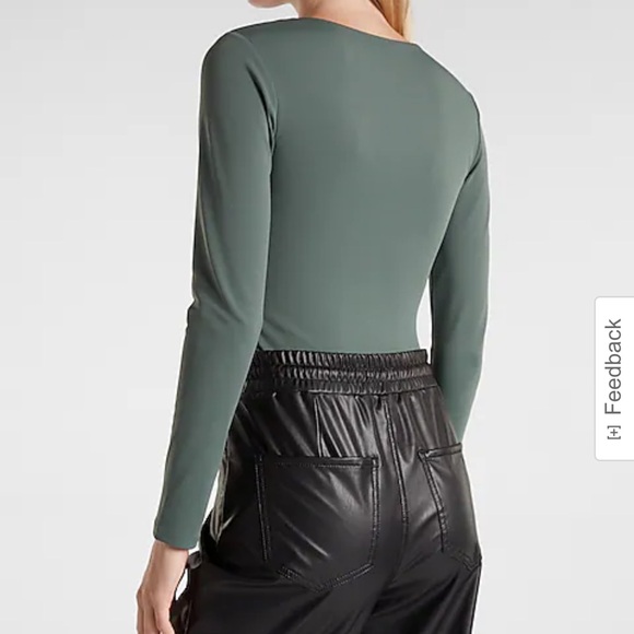 Express Body Contour Double Layer Crew Neck Thong Bodysuit - Picture 3 of 12